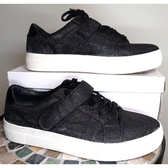 Steve Madden Shoes - Steve Madden ARRI Black Glitter Sneakers Womens 10 Medium Platform Shoes